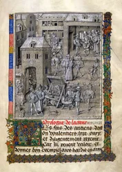 Ms 9066 f.11 David Aubertによる「Chroniques et Conquetes de Charlemagne」からの本のPhilippe Le Bonへのプレゼンテーション、1458